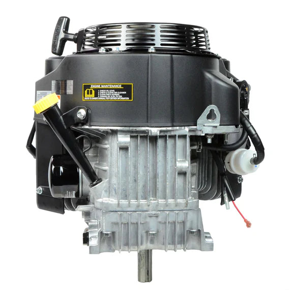 Side view of Kawasaki FS481V engine showing warning label